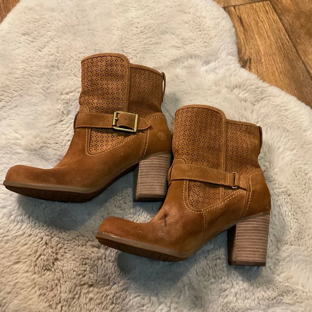 Timberland Heeled Boots Size 9 Earthkeepers Ankle Buckle Tan Block‎ Heeled - Image 4