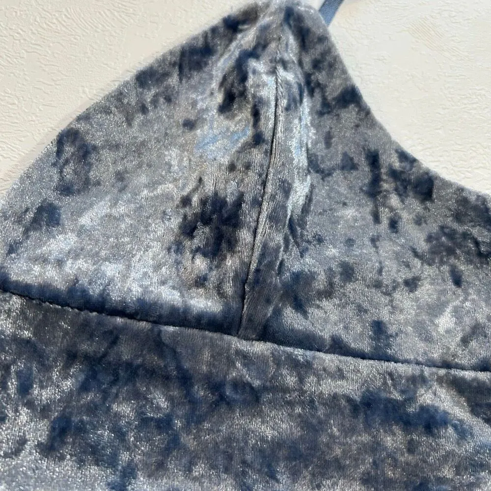 Iris  Crushed Velvet Bralette Gray Blue Tie-Dye Style Size M - Image 6