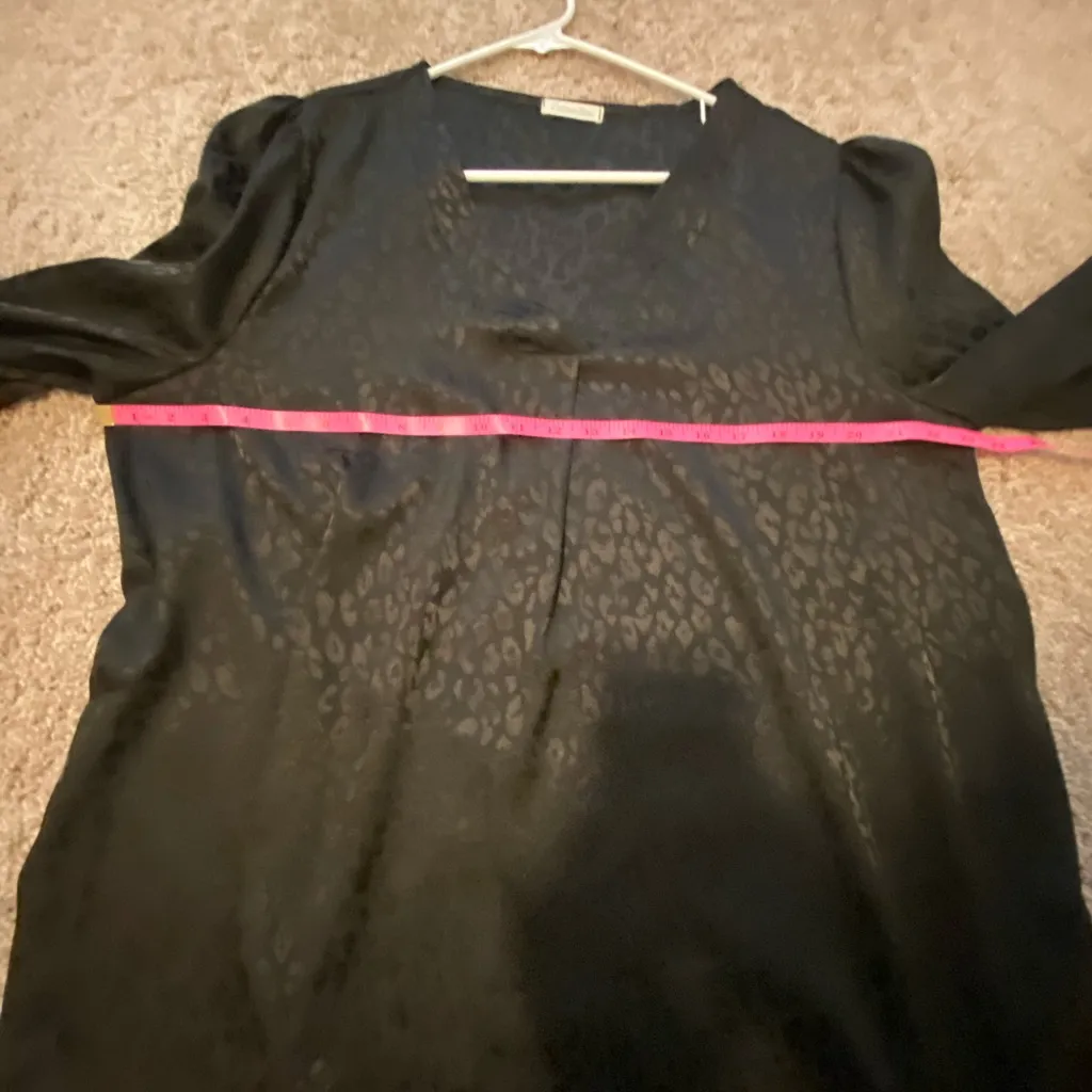 Cotton Bleu Black Jacquard Leopard Blouse | Size XL - Image 3