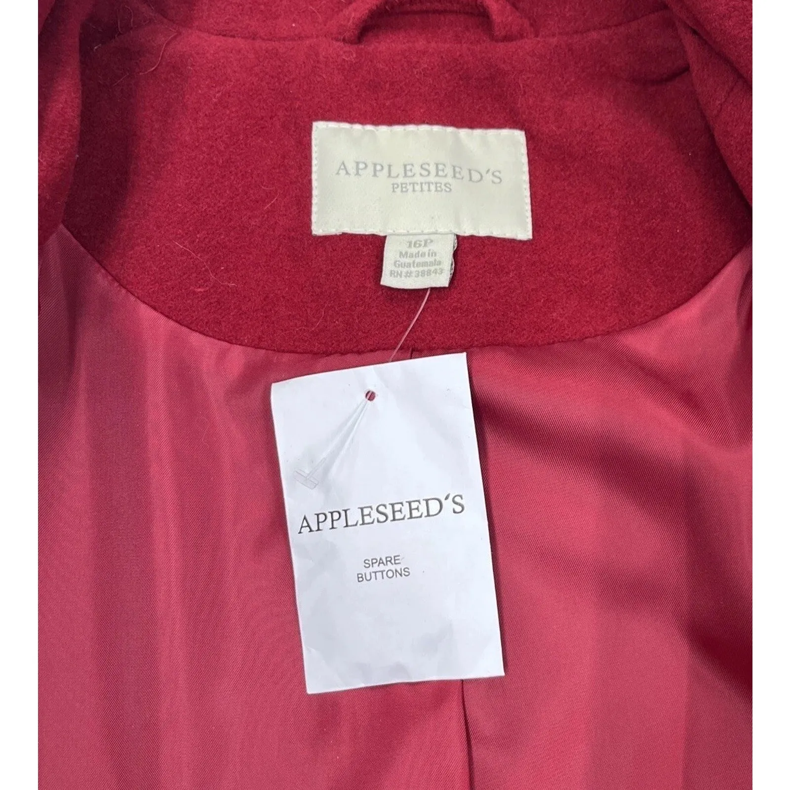 Appleseed's Petites Women’s Red Button Wool Blend Pea Coat Size 16P City Classic - Image 7