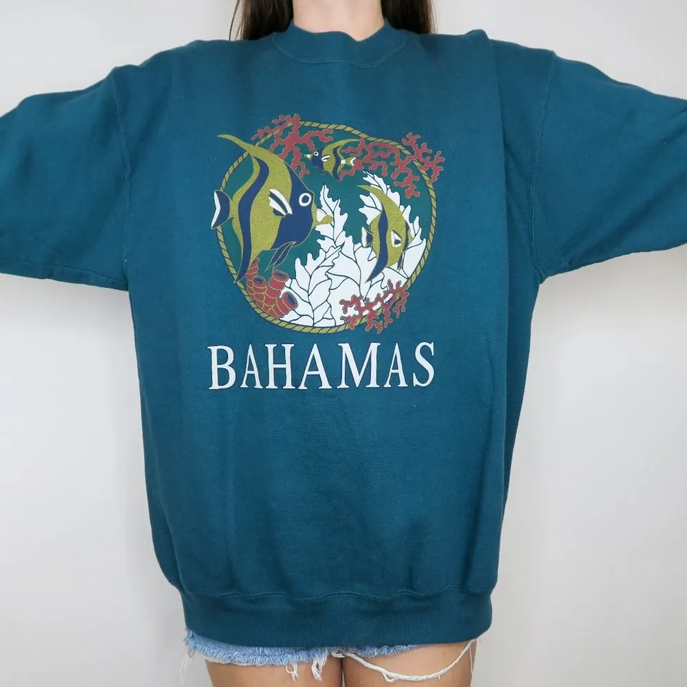 Vintage 90s Bahamas Fish Sweatshirt Size M - Image 2