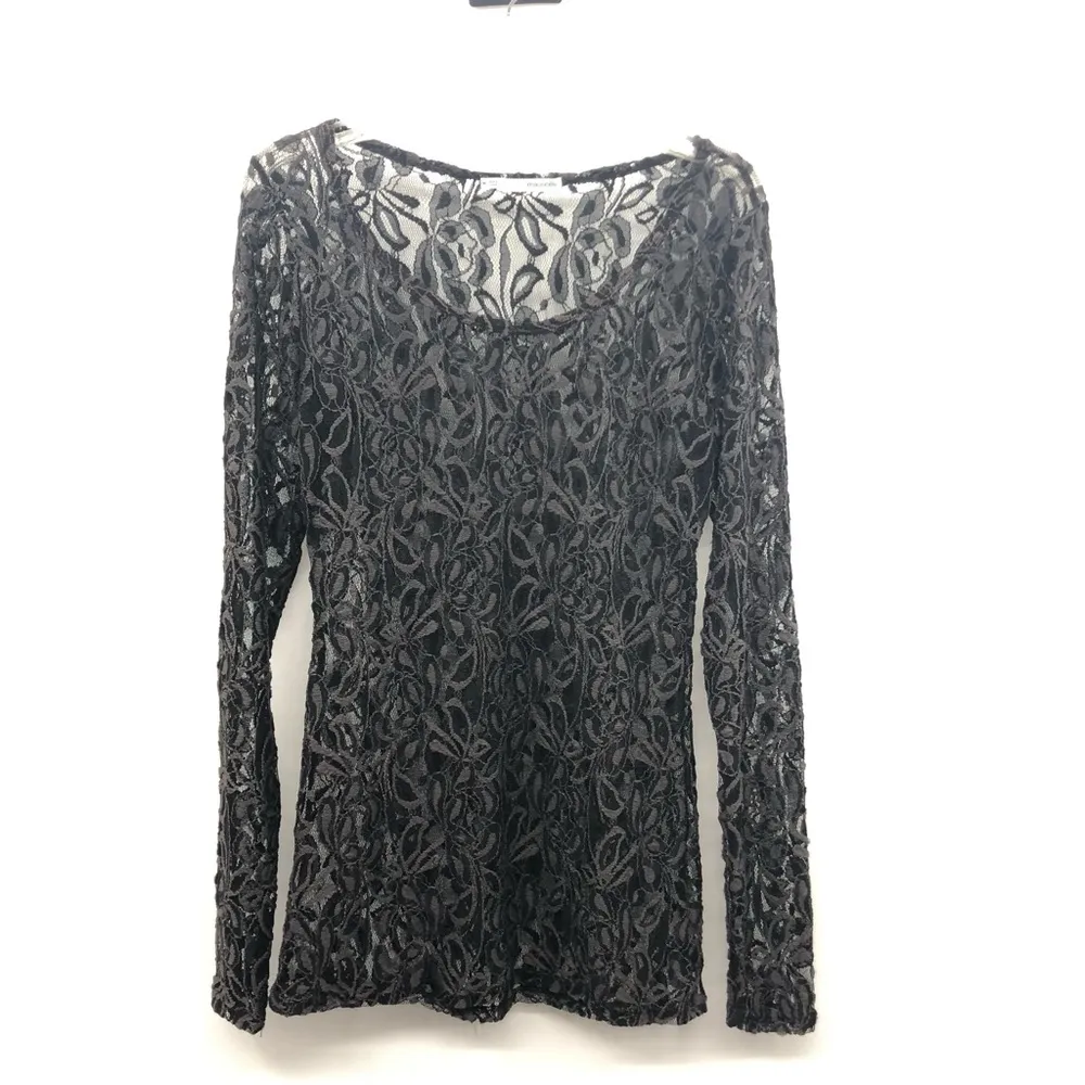 Maurices Sheer Lace Blouse Womens M Used Black Gray - Image 14