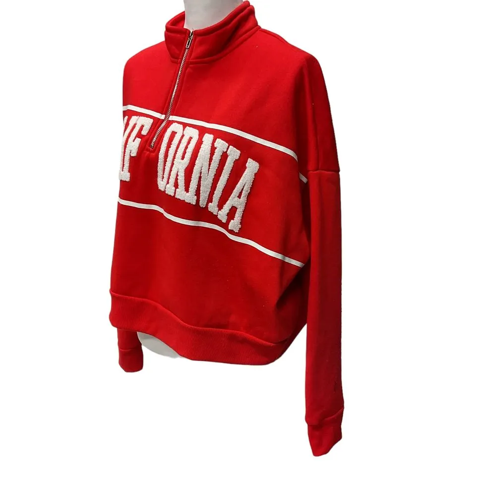 Riley & James Essentials Plus Size 2X‎ Women's Half Zip Sweatshirt Red Oversized - Image 4