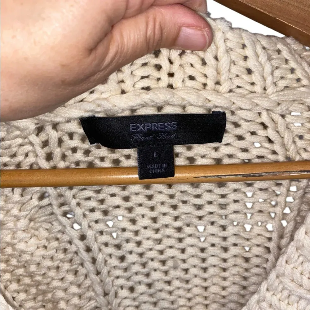 vintage 90s Express Cream chunky cable knit sweater cardigan Fall winter classic - Image 6