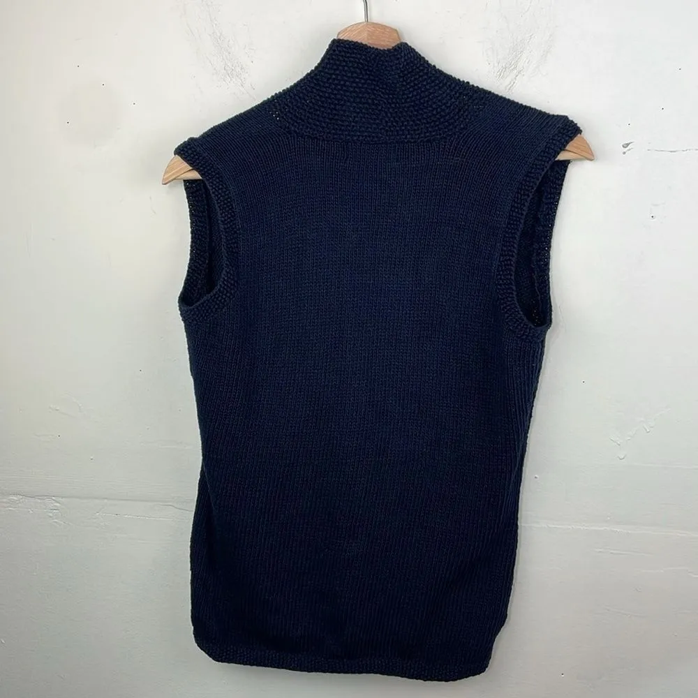 Lauren Ralph Lauren Navy Blue Knit Vest sleeveless cotton size Small - Image 7