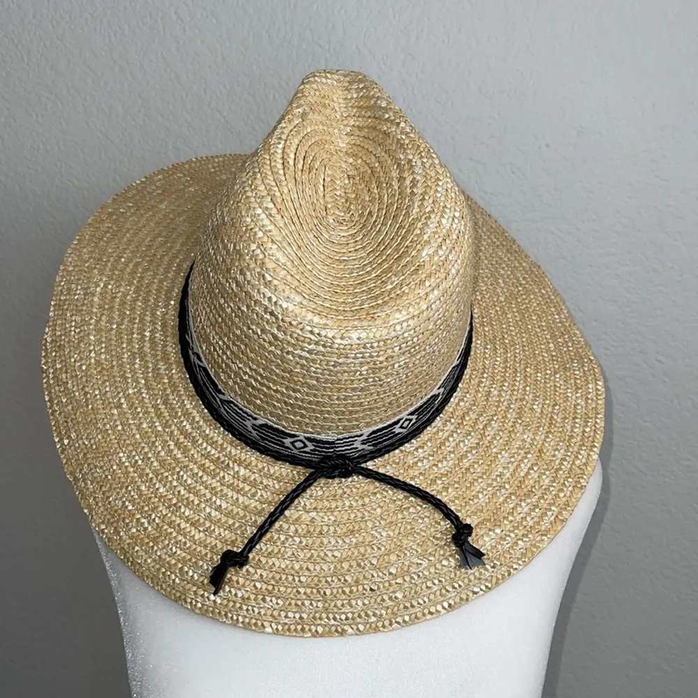 Straw Panama Hat with black and white braided band - Image 7