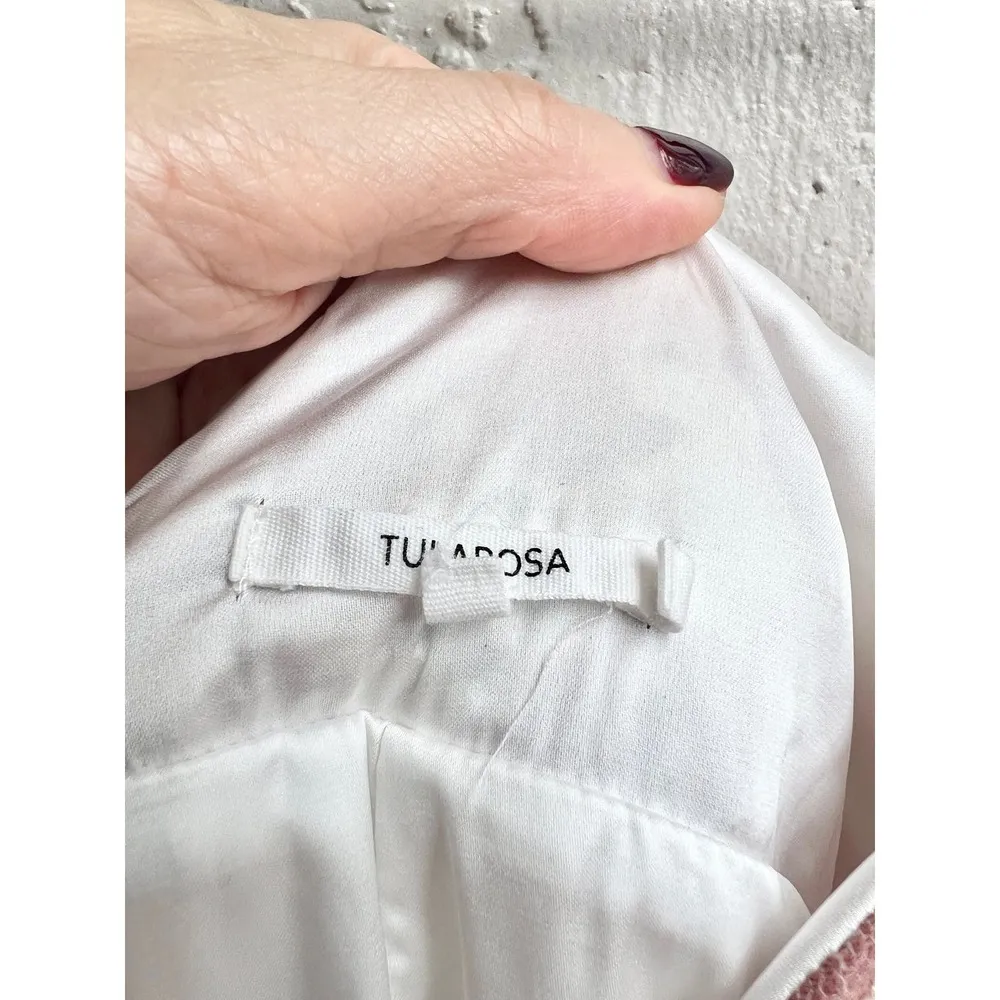 Tularosa Spaghetti Straps V-Neckline Bryce Slip Maxi Dress White Women's Size L - Image 6