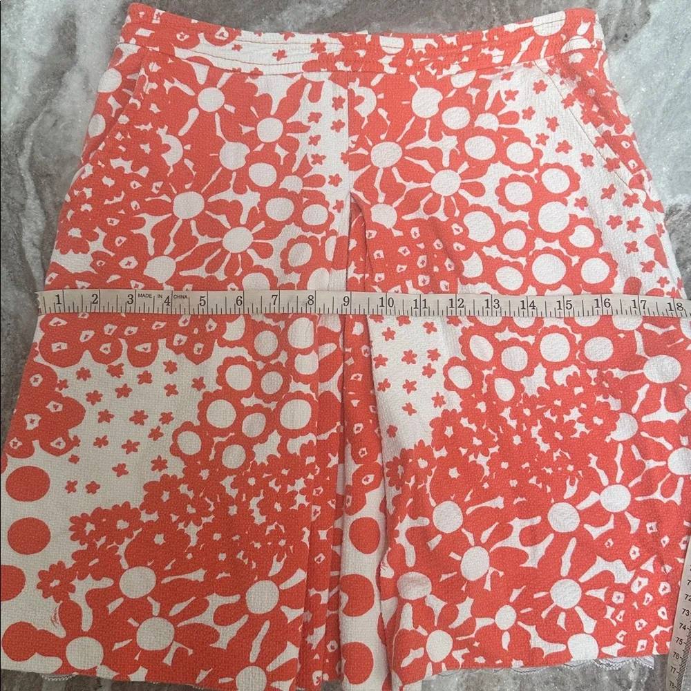Trina Turk Lenia Pique Sample Mini Skirt Floral Orange/Pink/White - Image 9