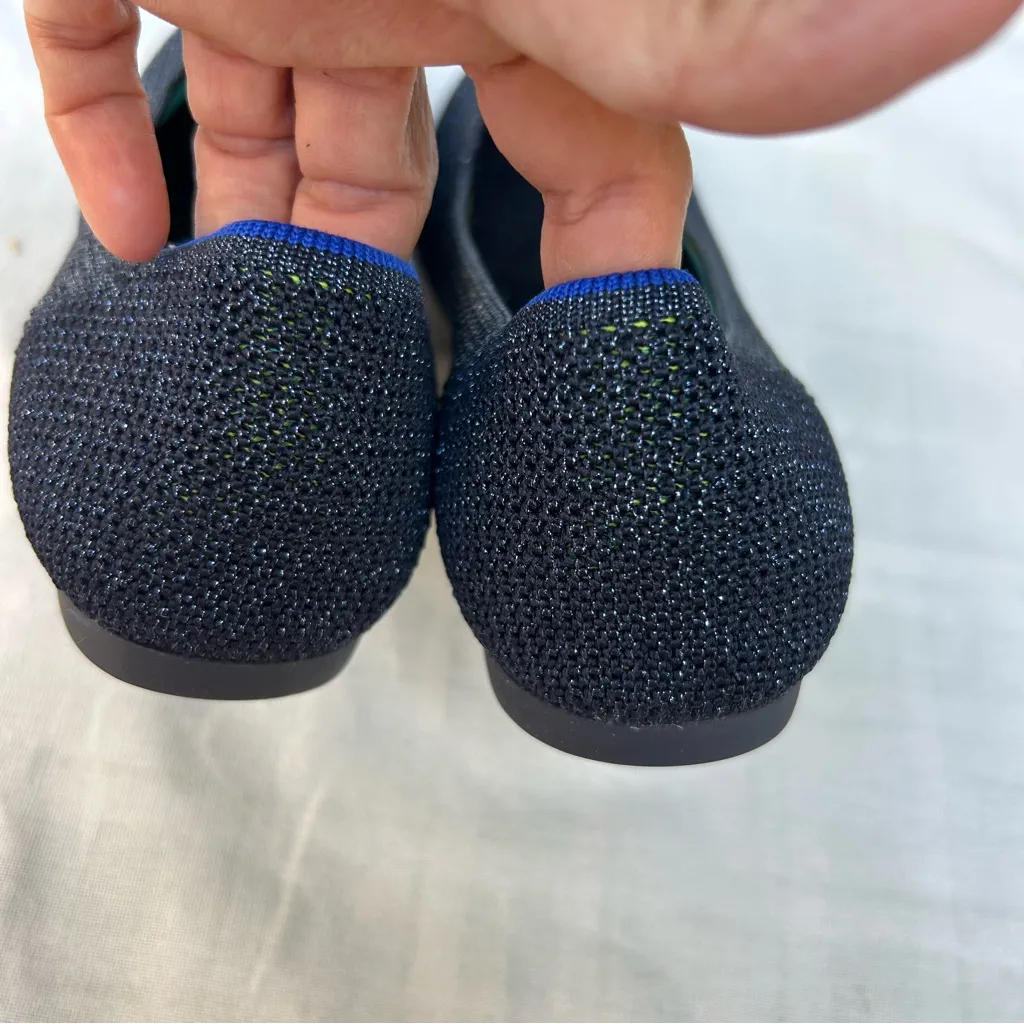 Rothy's The Point Metallic Lattice Blue Women's Flats Black Size 9 - Image 8