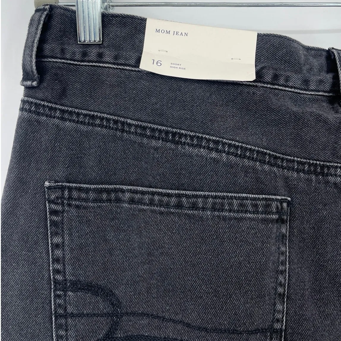 American Eagle Mom Jeans 16S Y2K Grunge Street Black Baggy Highrise Tapered NWT - Image 8