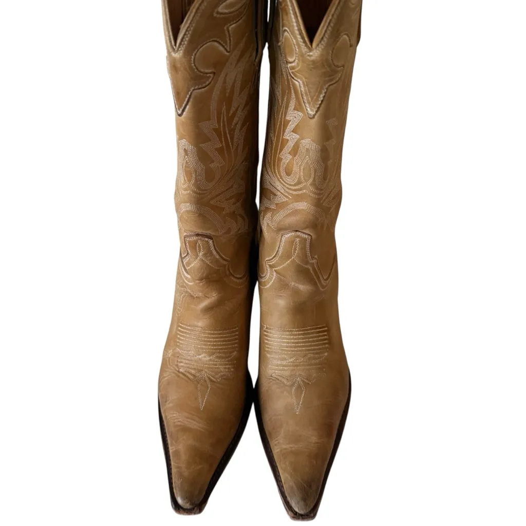 Charlie 1 Horse By Lucchese Tan leather Snip Toe Western Cowboy Boots SZ 6 READ - Image 4