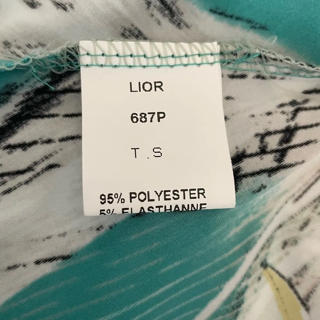 Lior‎ Paris Women Tunic Top S Teal Black Abstract Jersey Lagenlook Artsy Modern Blue - Image 10