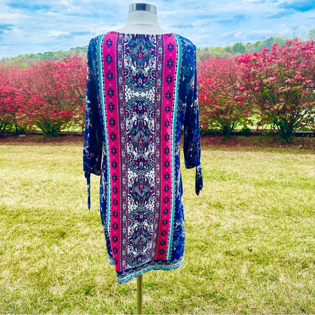 Chico’s  Medallion-Print Tie-Sleeve Dress Floral Paisley Shift - Image 10