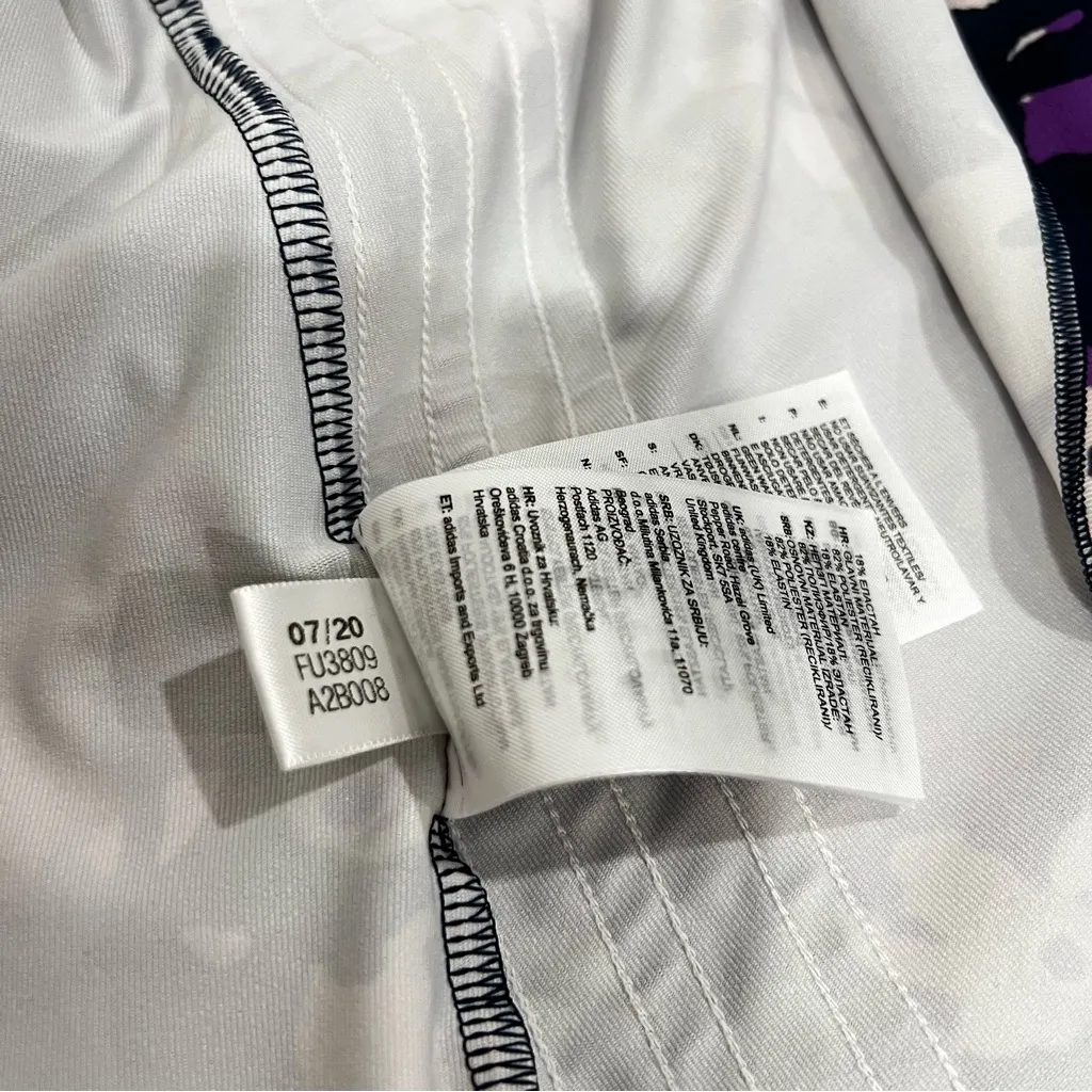 Adidas Floral Dress Size Large Ruffle Sleeve Multicolored Navy Blue Loose Fit - Image 12