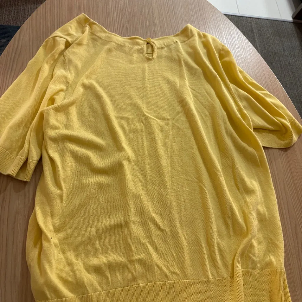 Talbots Short Sleeve Sweater XL Xtra Large Light Yellow Cotton Rayon Blend - Image 3