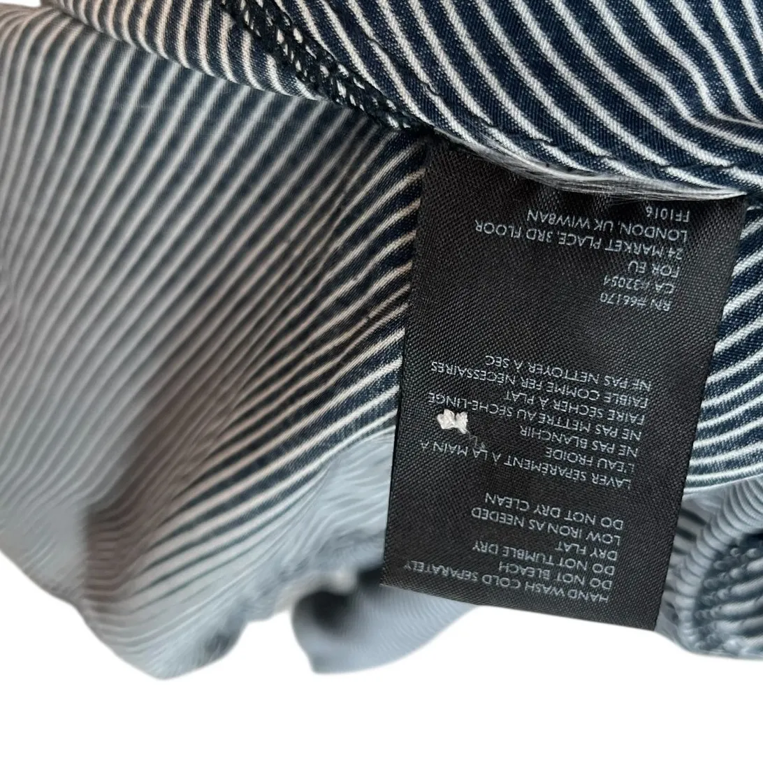 Faithfull the Brand Vinci Tie-Front Dress Cut‎ Out Striped Navy Blue Size US 6 - Image 15