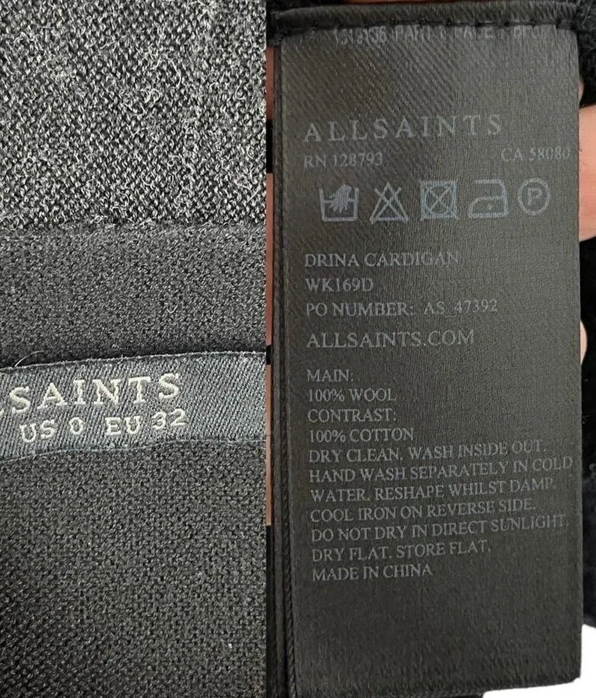 All Saints Drina Draped 100% Wool Knit Asymmetrical Zip Cardigan Sweater Size 0 - Image 12