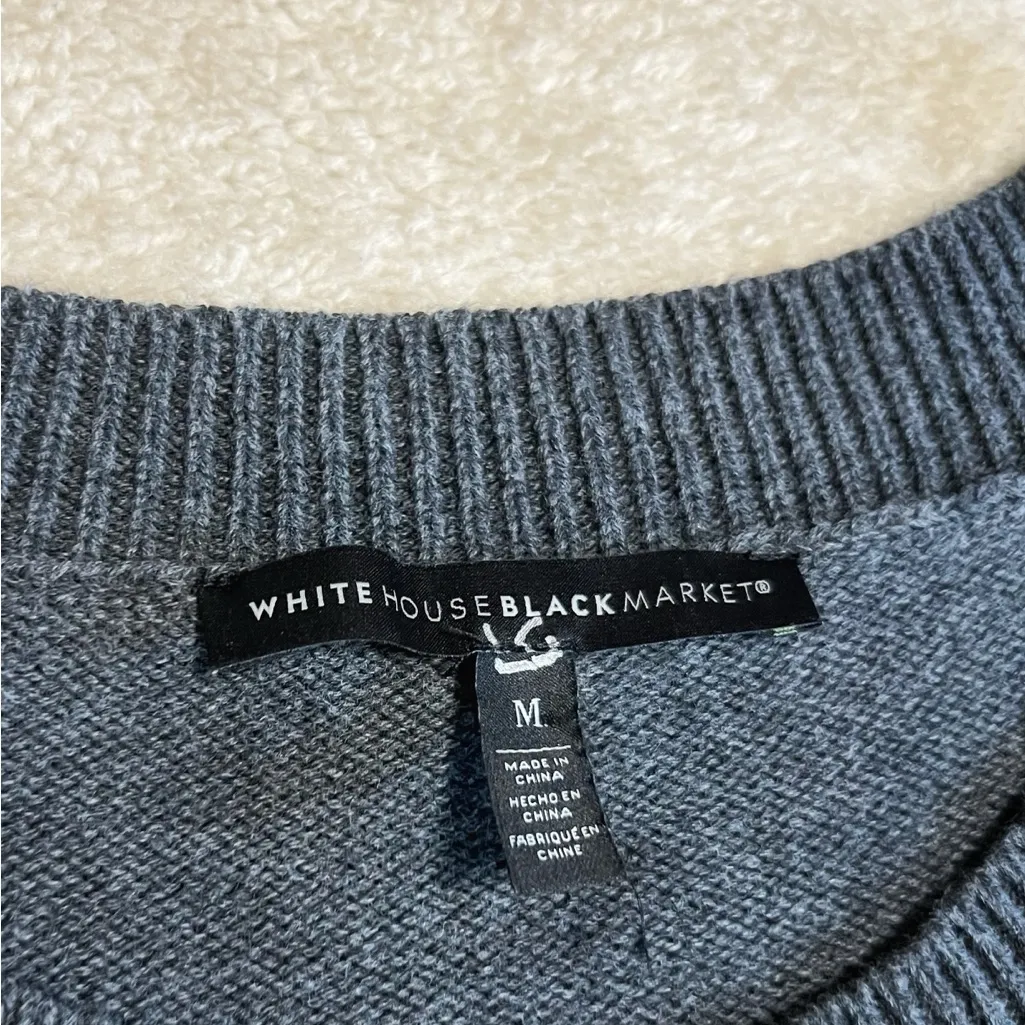 White House Black Market Gray Embellished Sleeve Sweater - Image 7