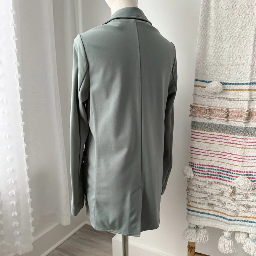 Athleta Eastbound Minimalist Seafoam Sage Green Open Front Blazer Women’s Size 4 - Image 7