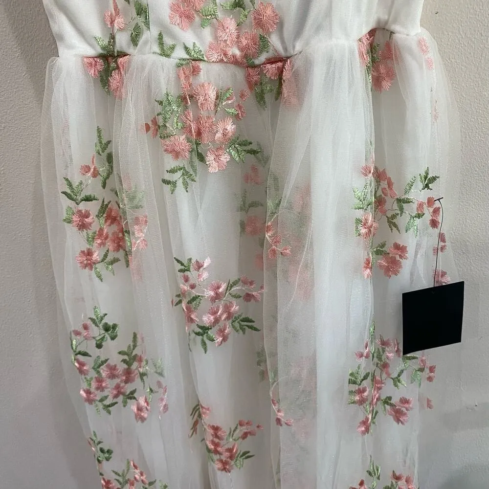Lulus Celebrating Sweetness White Floral Embroidered Tulle Midi Dress Size XS - Image 8