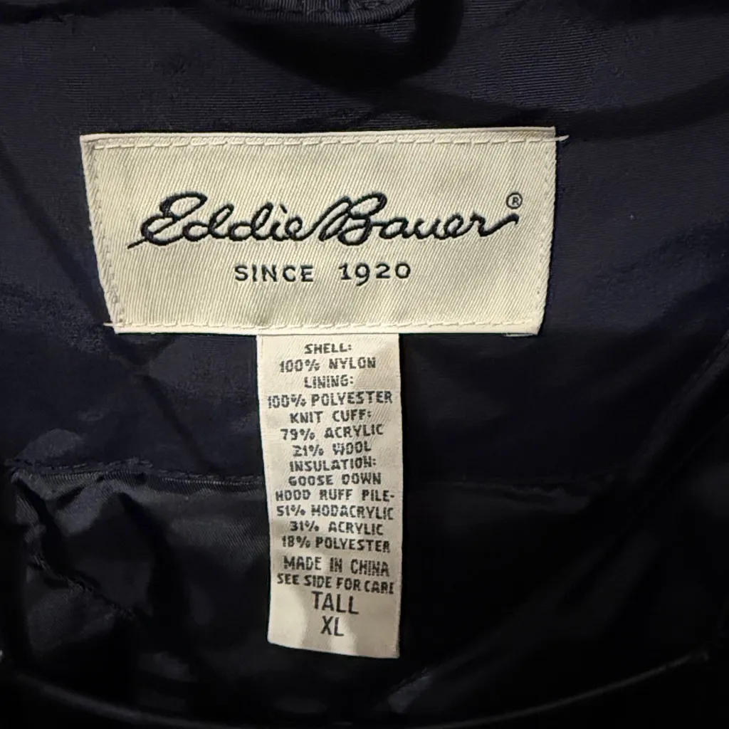 Eddie Bauer goose down jacket in a black color and XL Tall
1920 edition puffer - Image 9