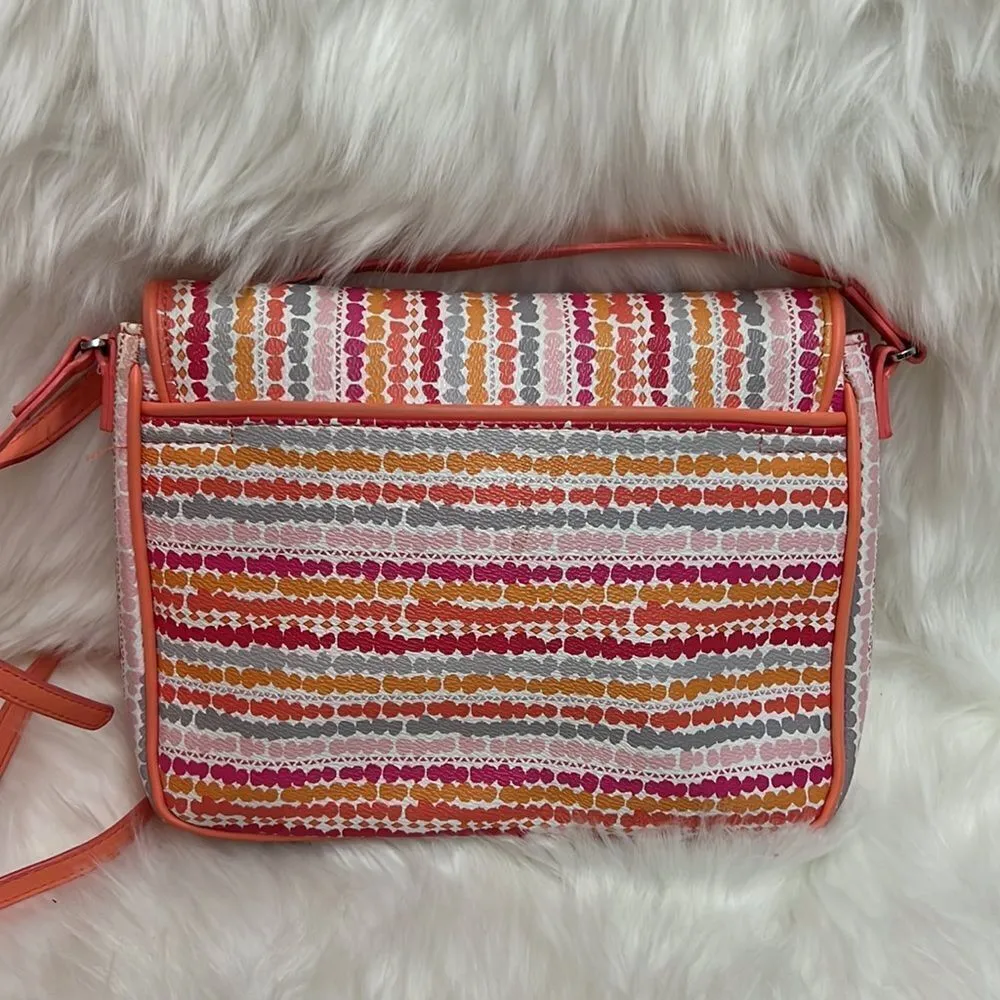 Vera Bradley Crossbody Coral Pink‎ Confetti Striped Purse B30 - Image 6