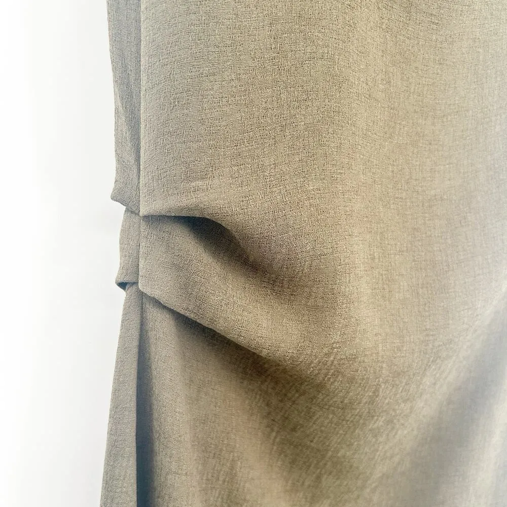 ZARA  Womens Career Work Modest Draped Ruched Side Sleeveless Midi Dress Size M - Image 3