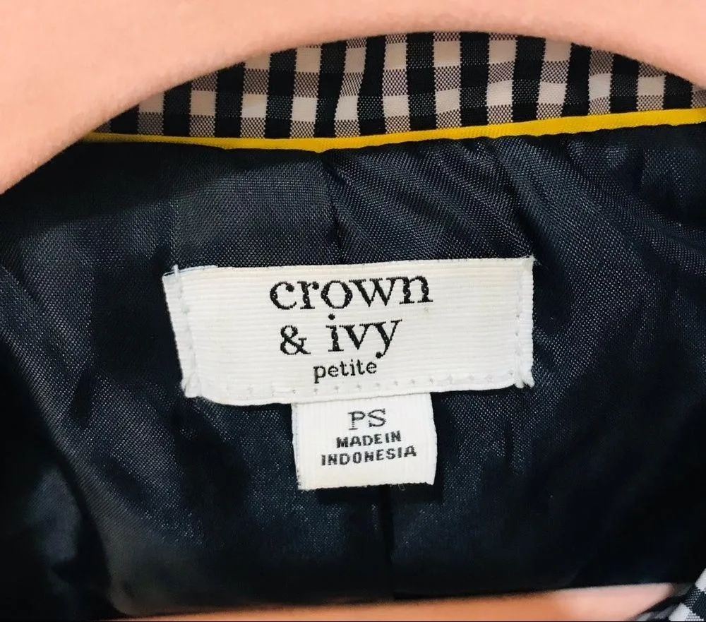 Crown & Ivy gingham rain jacket sz P Small - Image 5