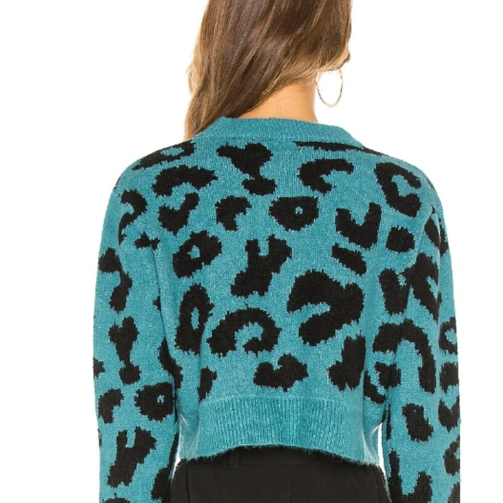 Superdown Veronica Cropped Leopard Sweater Medium Preloved - Image 3