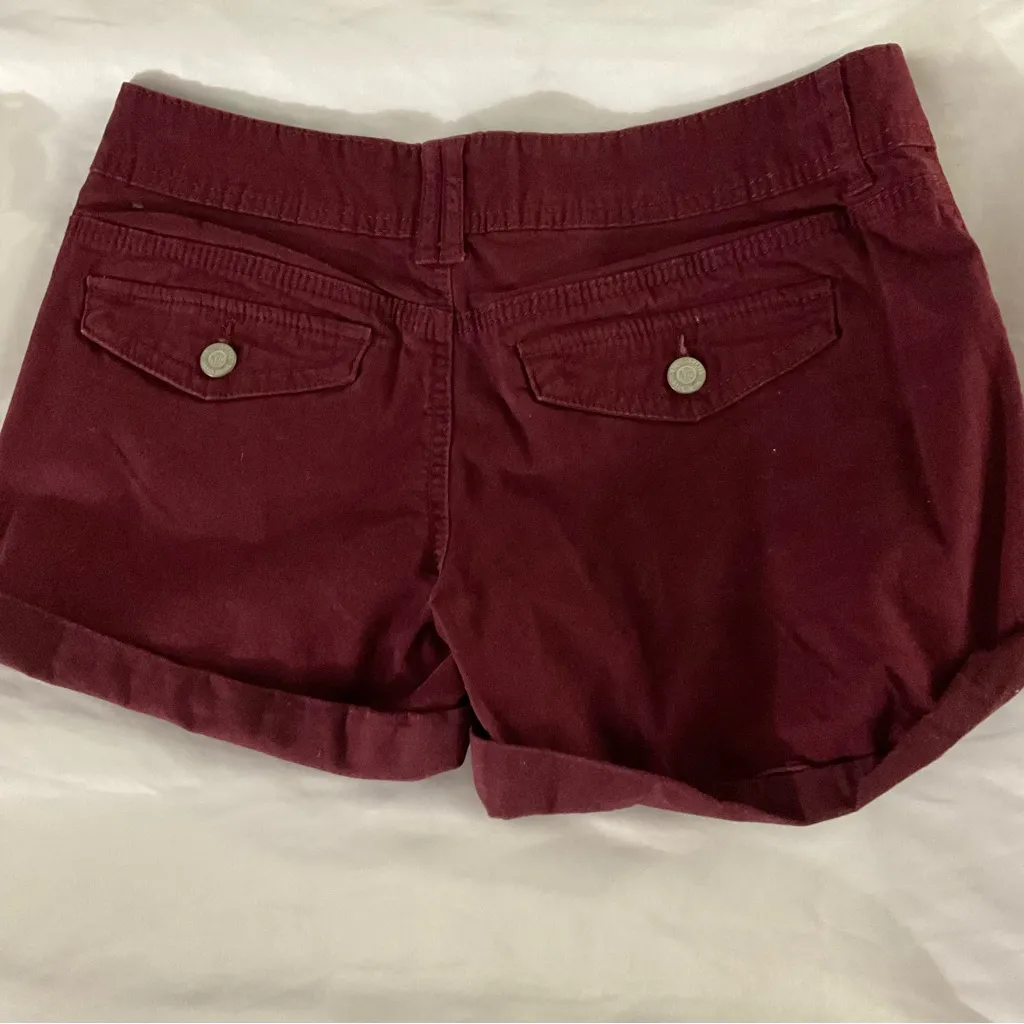 Aeropostale Maroon Twill Shorts 4 Summer Preppy Classic Cherry Girl Minimalist - Image 7