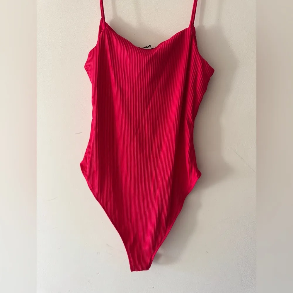 Zara Hot Pink Ribbed Bodysuit Spaghetti  Straps - Image 4