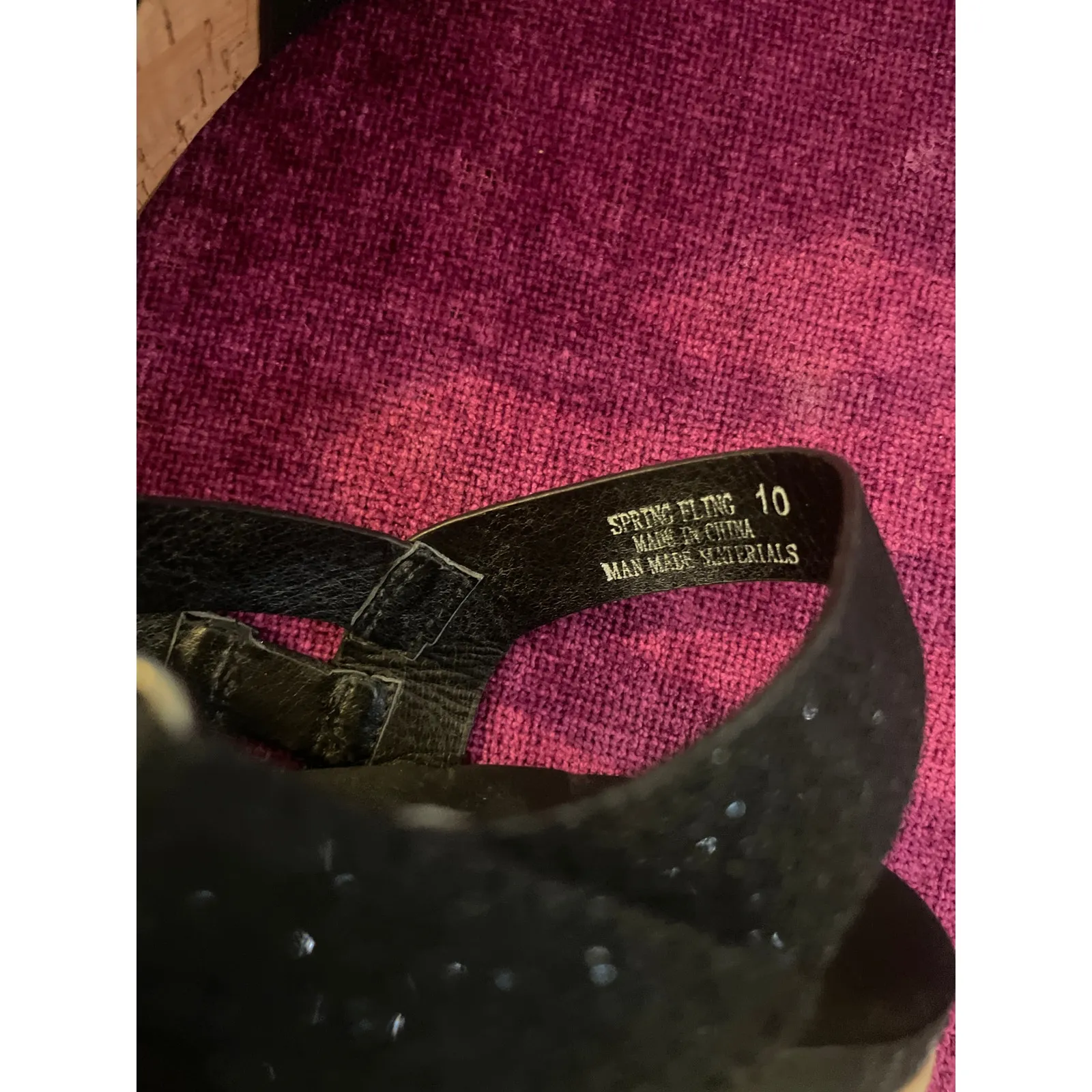 CORKY'S Spring Fling Strappy Sandals Platform Shoes Size 10 Black Shimmery - Image 4