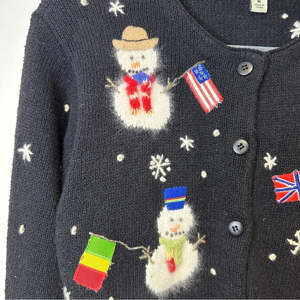 vintage david brooks snowman christmas sweater size medium Black - Image 3