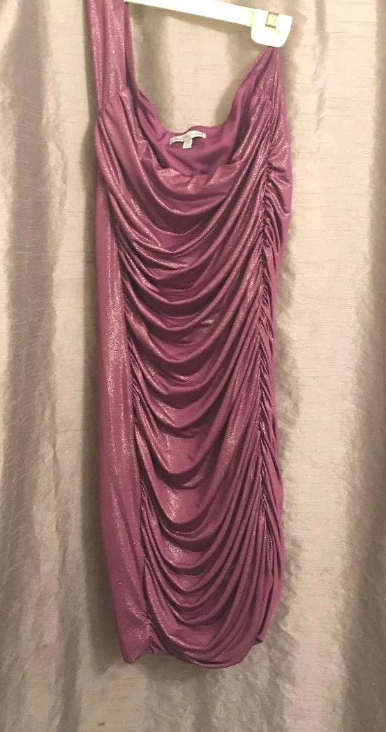 One Shoulder Purple Metallic Dress  - Image 6