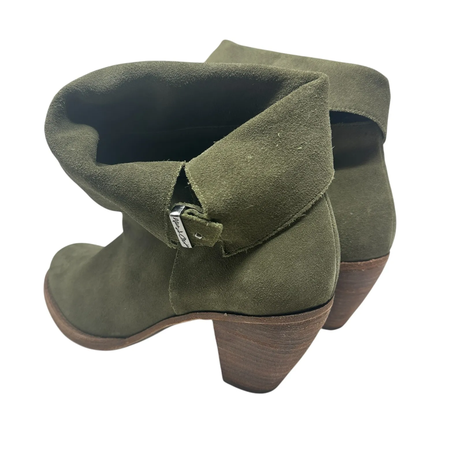 Alice + Olivia Caden Booties Boots Heeled Suede Olive Green Size 40 US 10‎ - Image 10