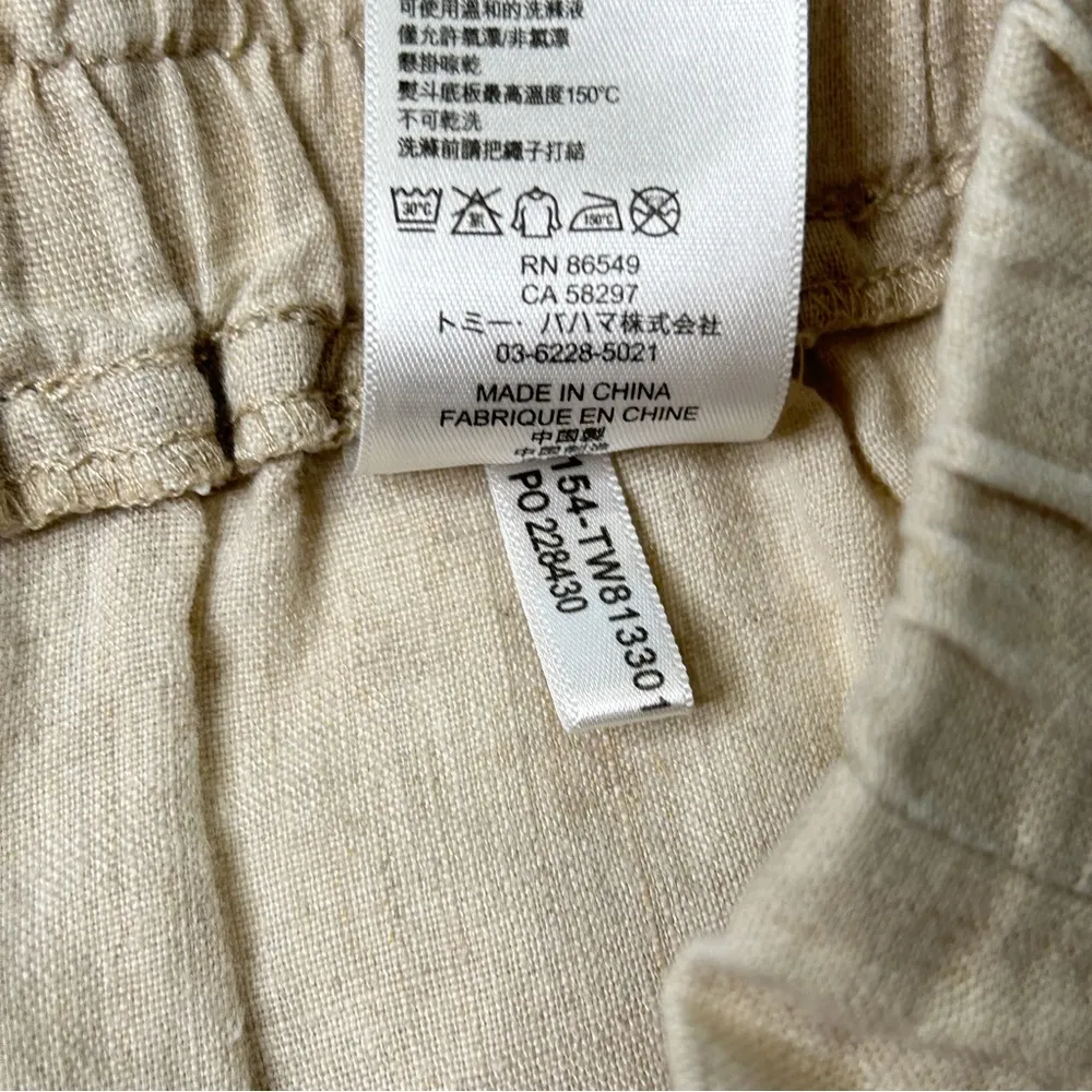 Tommy Bahama Linen Shorts Khaki Drawstring Waist Casual Summer Womens Size 16 - Image 5