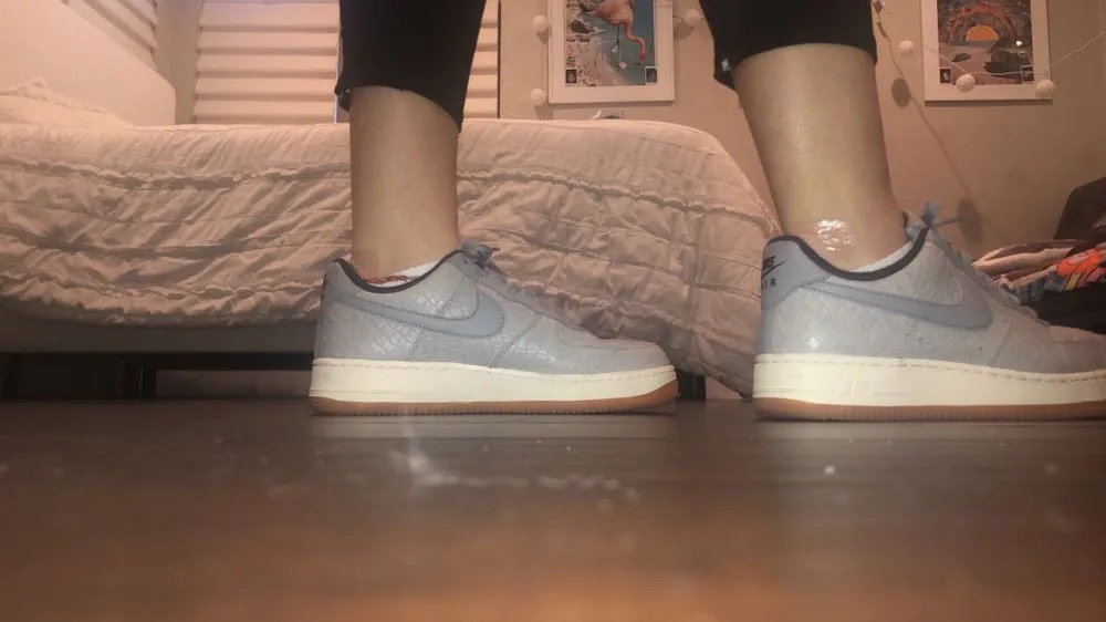 Nike Grey Leather Air Force Ones  - Image 2