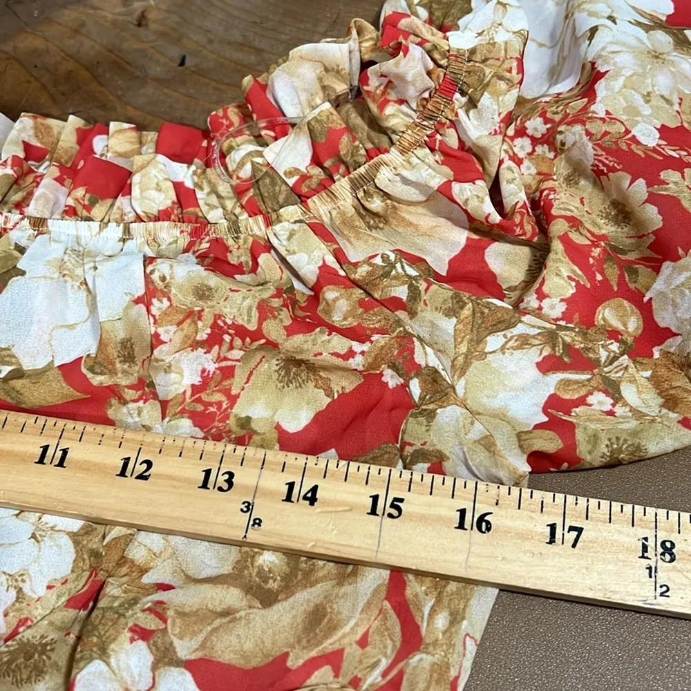 Flying Tomato size small cropped floral long sleeve top elastic back & sleeves - Image 6