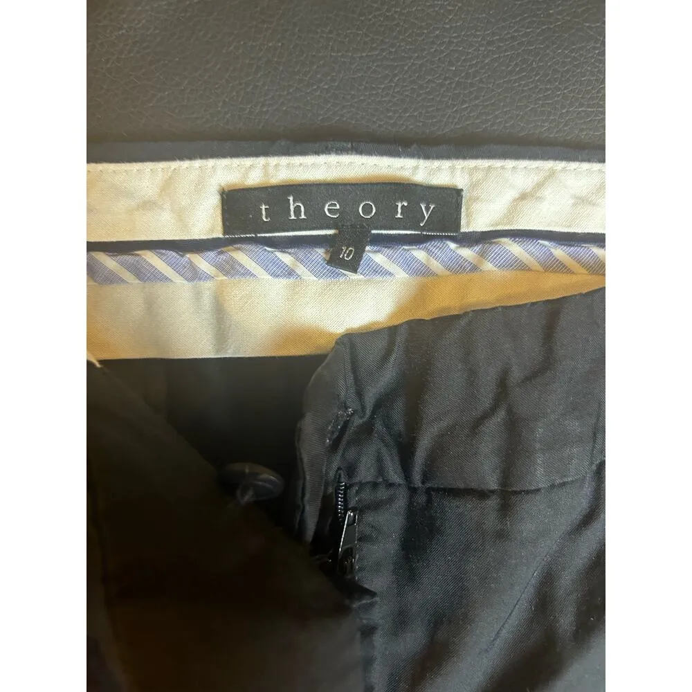 Theory Black Dress Pants Size 10 Classic Closet Staple Designer Luxury - Image 3