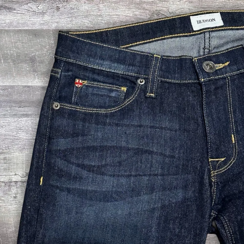Hudson Krista Super Skinny Dark Blue Jean Women 28 (32X31) Low Rise Ripped Denim - Image 2