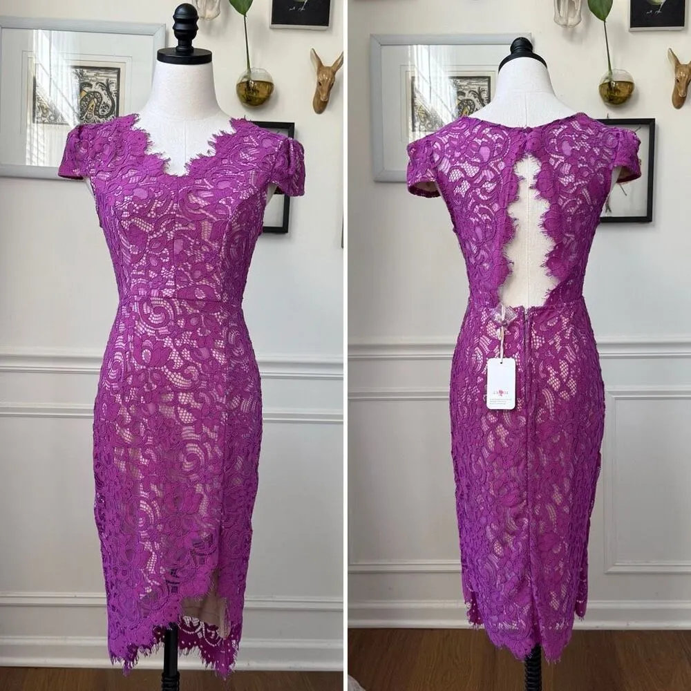 NWT L’ Atiste by Amy Violet Purple Lace Cocktail Dress M - Image 2