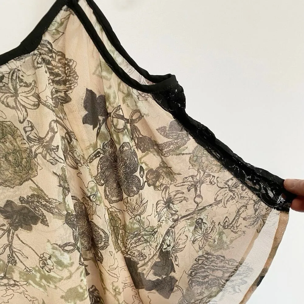 Angie‎ Clothing Blush Georgette Cold Shoulder Floral Sheer Blouse - M - Image 7