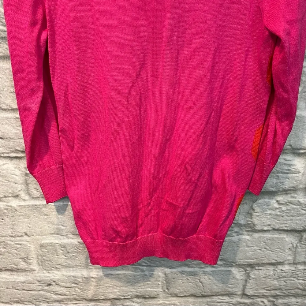 VTG Lacoste Size 34 XS Pink/Orange Argyle Button Up Fitted Cardigan Sweater - Image 8