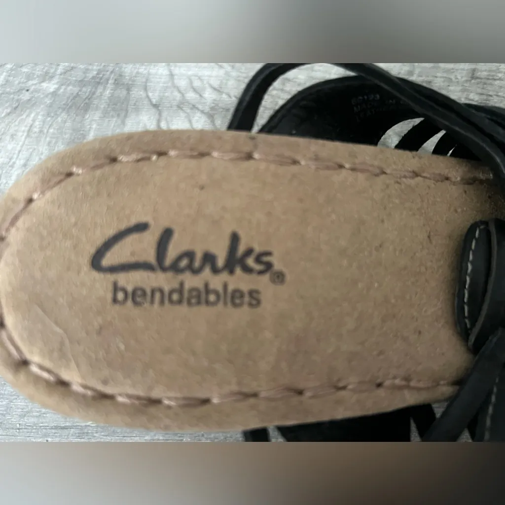 🔥CLARKS BENDABLES WOMEN'S STRAPPY WEDGE SANDALS STYLE #60123 Size 6.5 BLK/BROW - Image 6