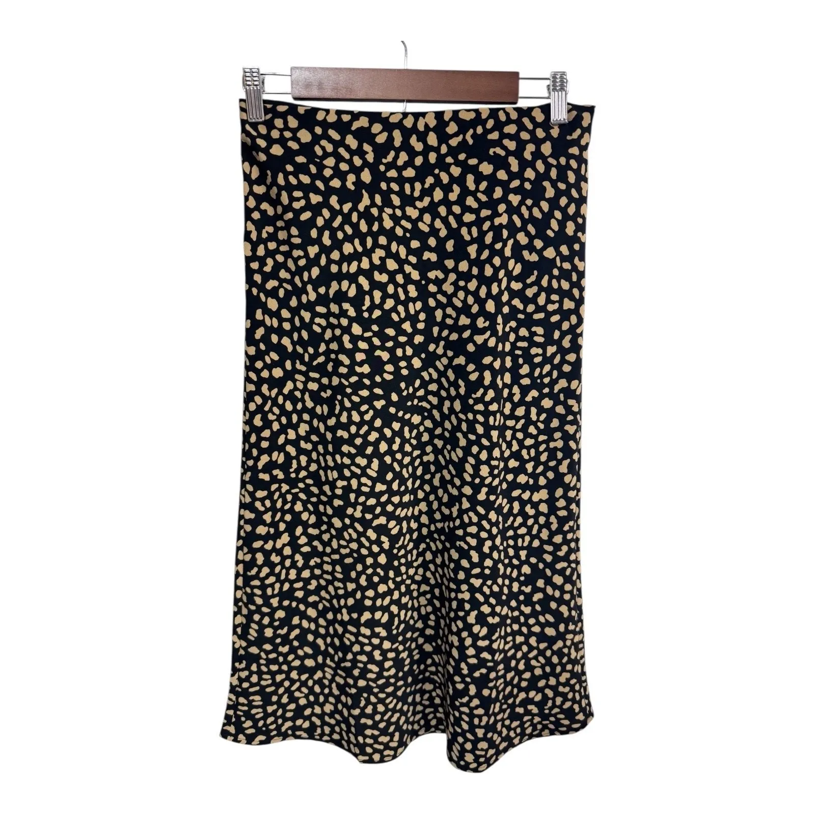 Sanctuary Animal Print Midi Skirt Black Leopard Tan Pull-On Waistband Women's Sm - Image 2