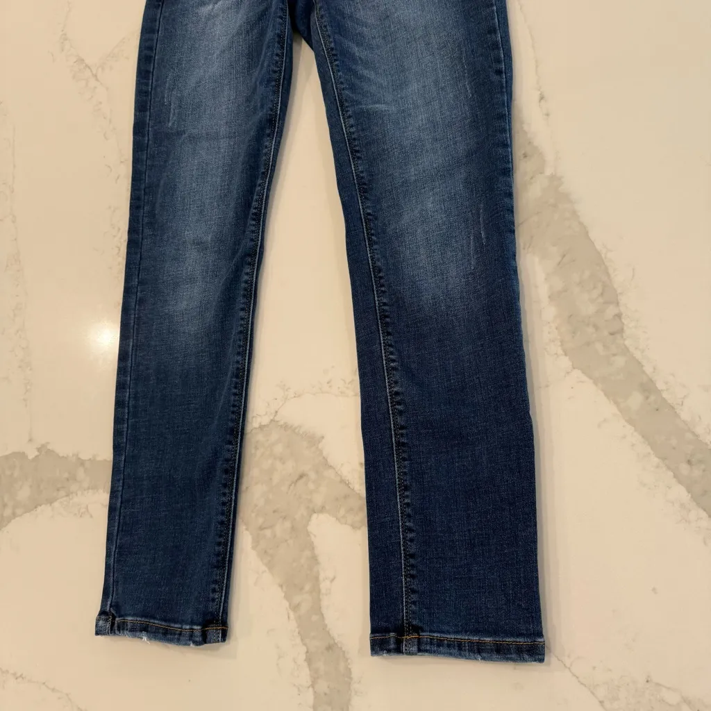 Risen Curvy Yoke Hip Up Skinny Denim Jeans Women’s 27 Dark Blue Wash Mid Rise - Image 2