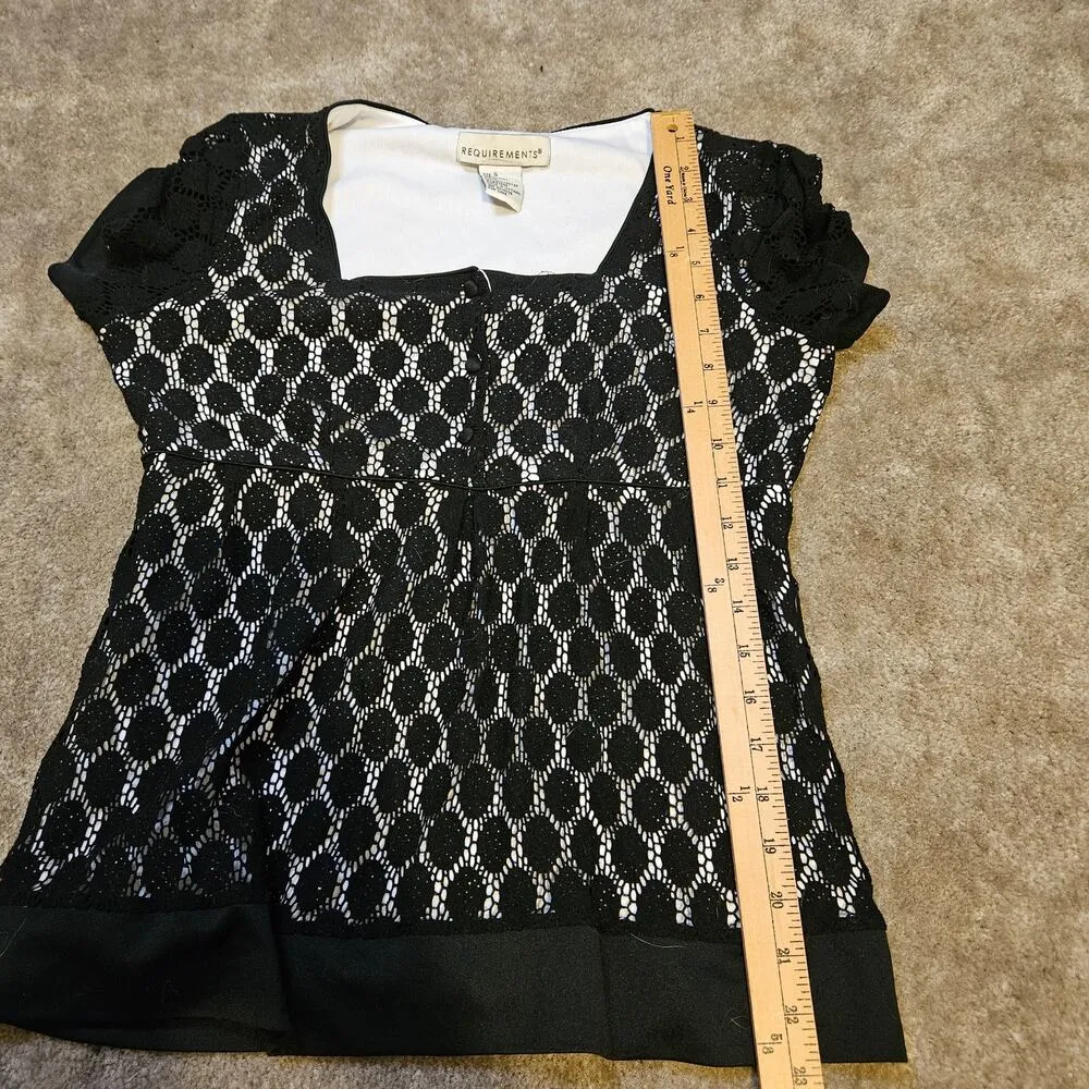 Requirements Size Small Black White Blouse Professional Career Nylon Polyester - Image 7