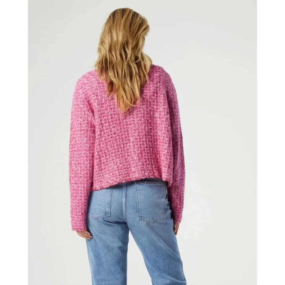 Fabienne Chapot Josh Tweed Cardigan in Pink Candy Size XS - Image 3