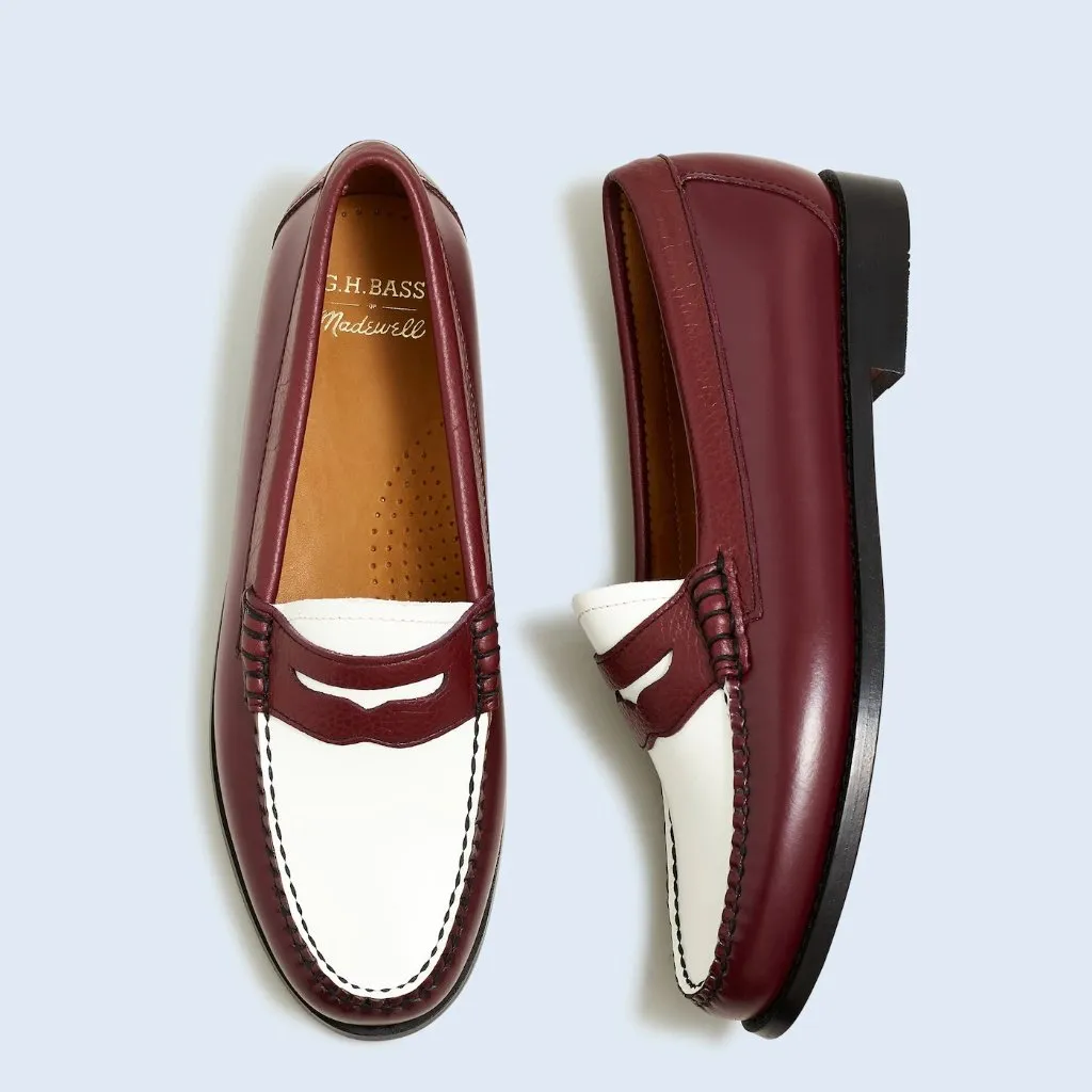 Madewell x G.H.BASS Whitney Weejuns Loafers in Wine White, Size 7.5 - Image 2