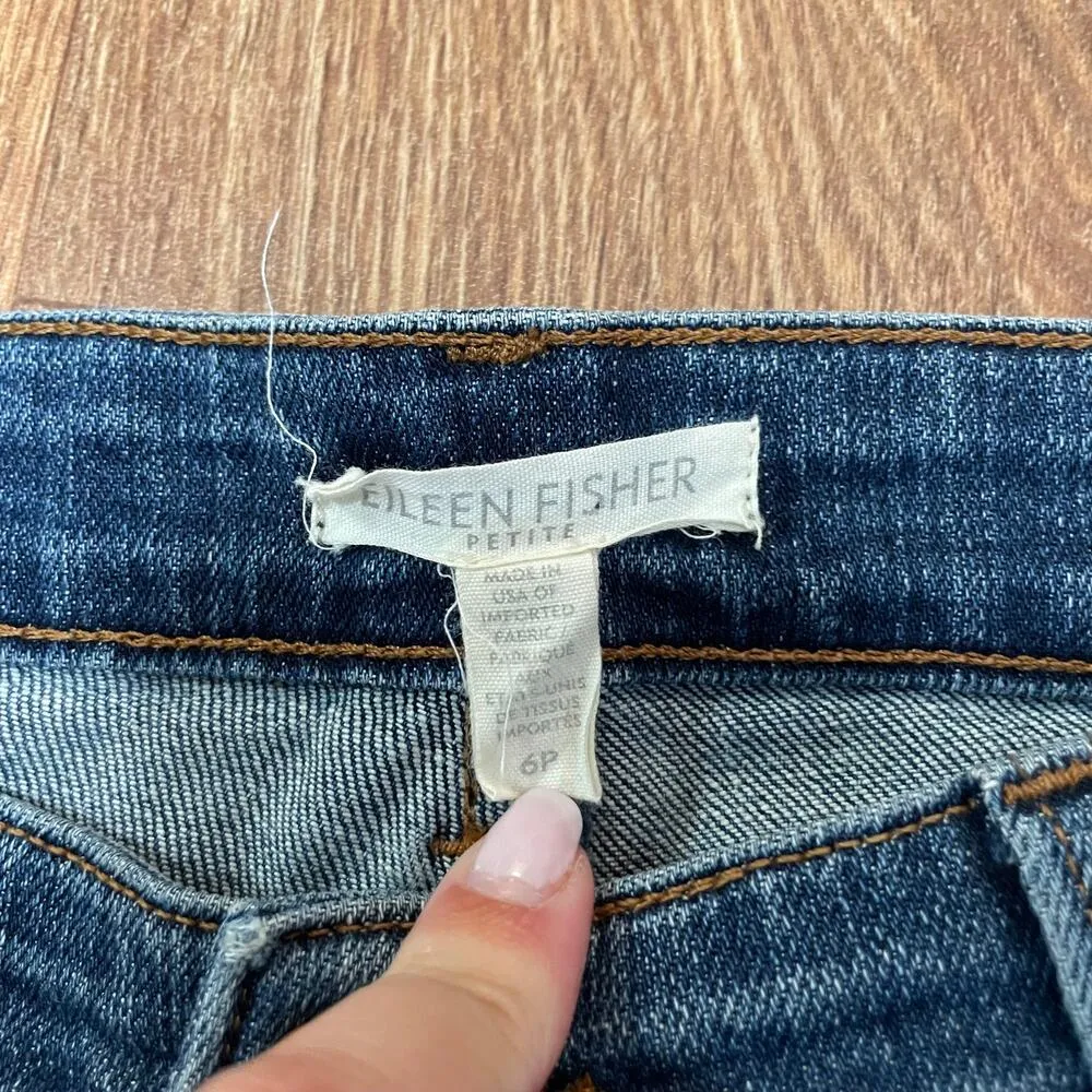 Eileen Fisher Cropped Taper Leg Medium Wash Mid Rise Jeans Womens 6P Stretch - Image 5